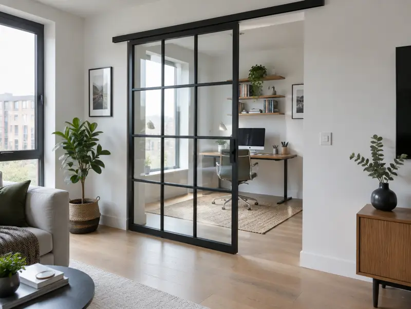 Steel sliding doors in a UK home